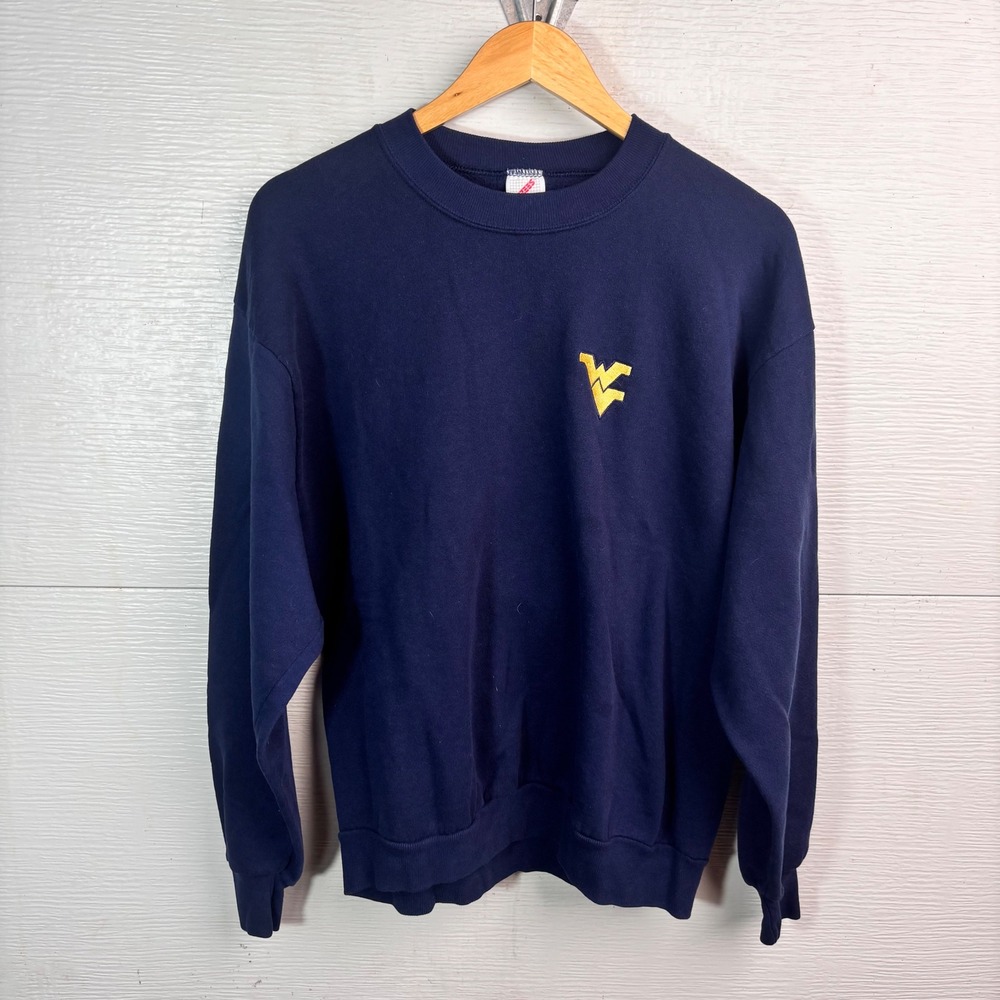 1990s West Virginia Collegiate Jerzees Sweatshirt Mountaineers Navy USA Made L